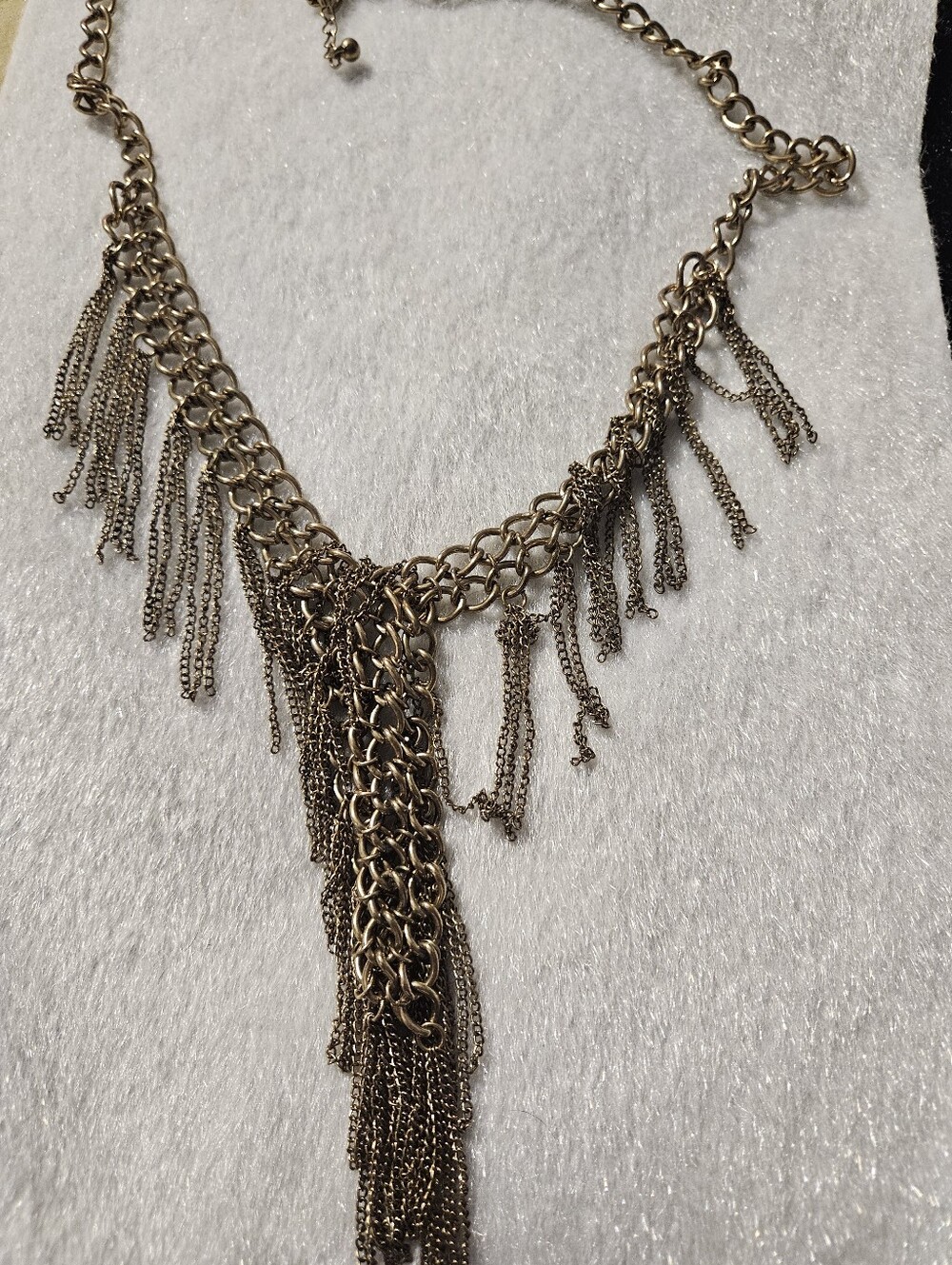Gold Fringe Chain Statement Necklace